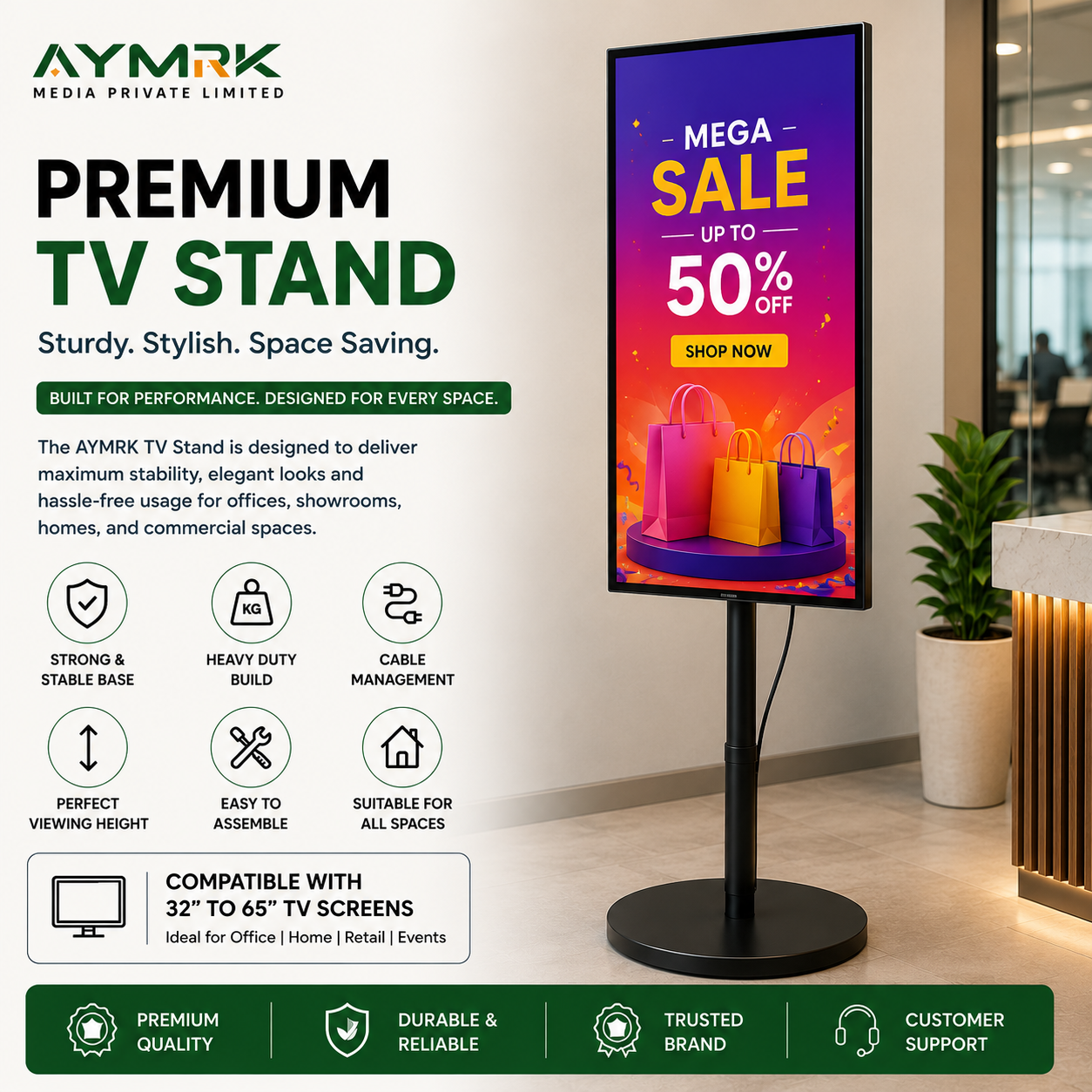 AYMRK Premium Metal Mount TV Stand